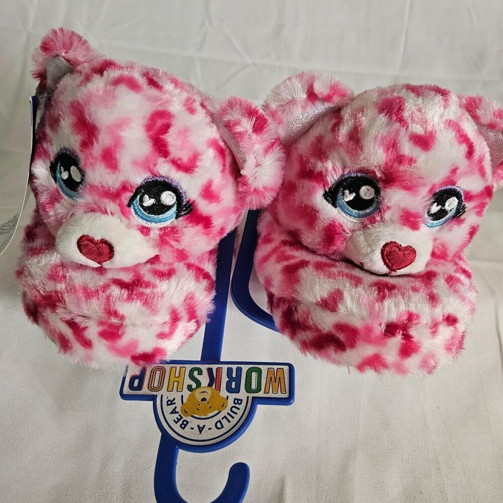 Brand New Pink and white tie-dye Build-A-Bear Workshop slippers size 12/ 13